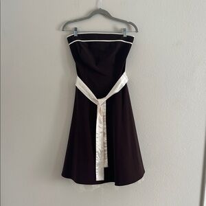 Elegant Brown and Cream Strapless Dress